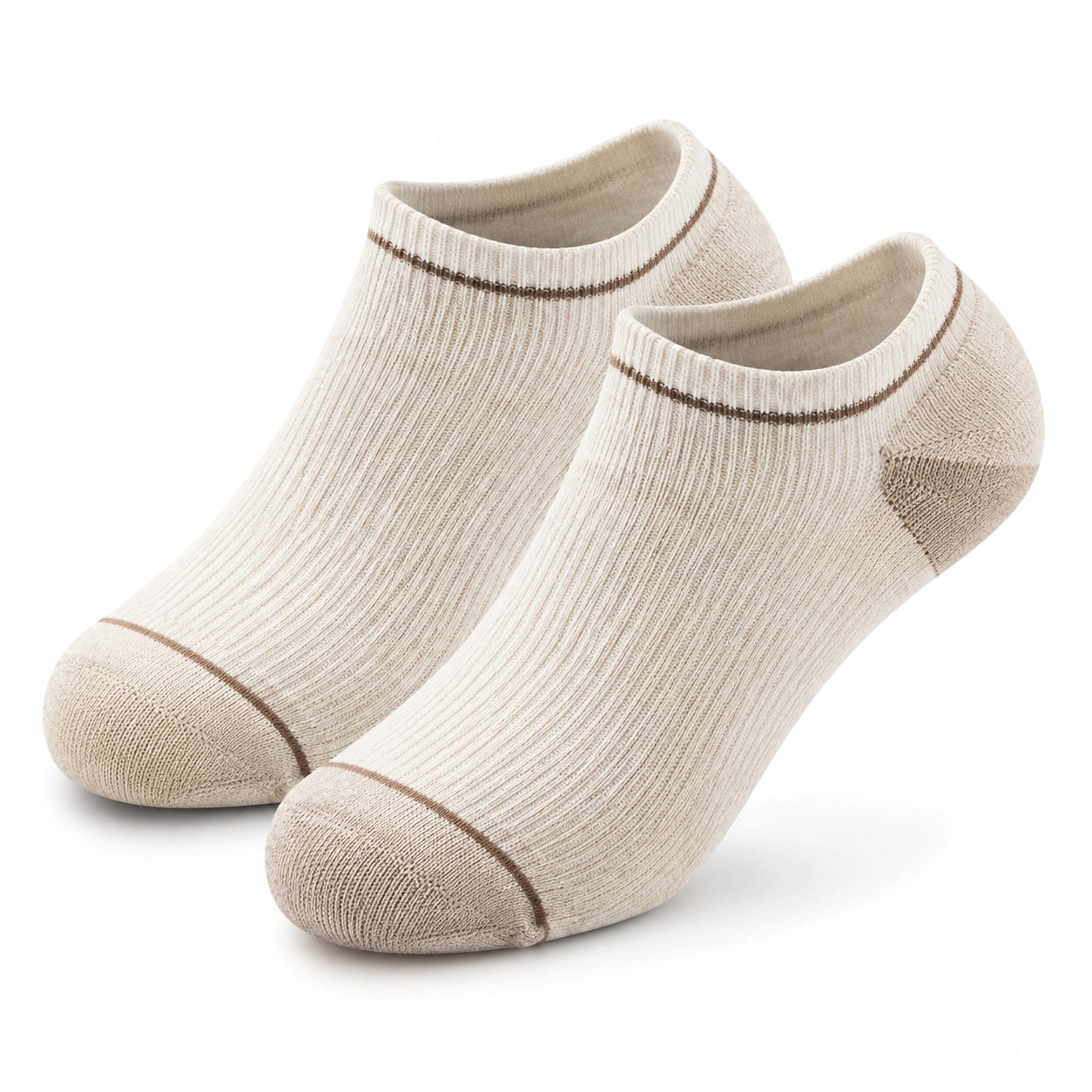 Chaussettes basses 35-38 en maille beige et marron style côtelé