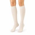Chaussettes hautes 35-38 crème en maille côtelée style classique