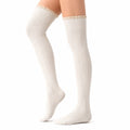 Chaussettes hautes 35-38 en maille côtelée écru style classique