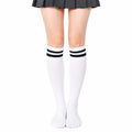 Chaussettes hautes 39-42 textile côtelé blanc noir style sportif