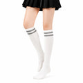 Chaussettes hautes 39-42 blanches à rayures grises style sportif