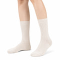 Chaussettes mi-mollet 35-38 en maille écrue côtelée confort quotidien