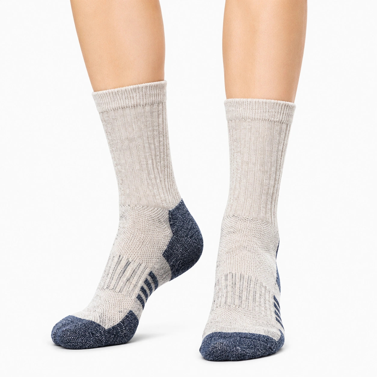 Chaussettes mi-mollet 39-42 en maille écrue et bleu marine pour sport et quotidien