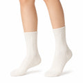 Chaussettes mi-mollet 39-42 en maille écrue à côtes style classique