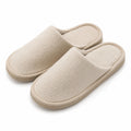 Chaussons d'intérieur 38/39 en textile côtelé beige à enfiler confortables