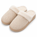 Chaussons d'intérieur 38/39 en textile peluche beige à semelle épaisse