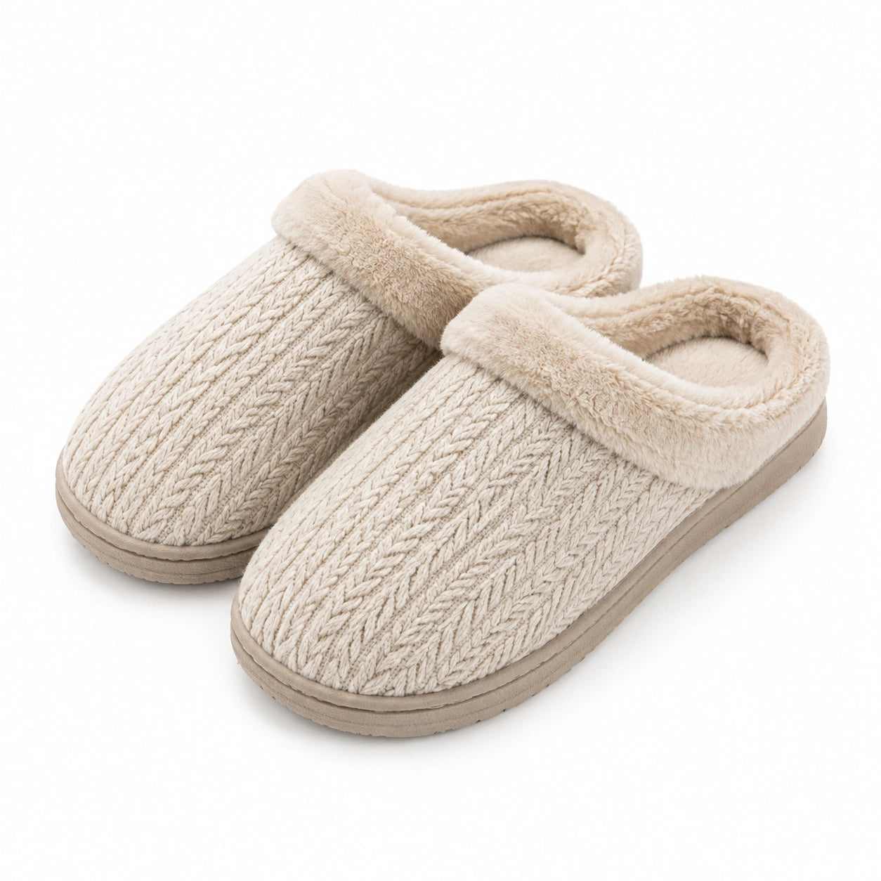 Chaussons femme taille 40/41 en textile beige doublés style mule d'intérieur
