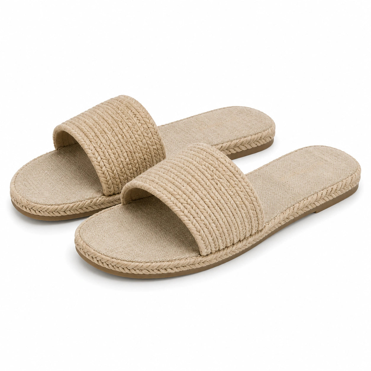 Mules 40/41 beige en textile tressé - chaussures d'été à enfiler